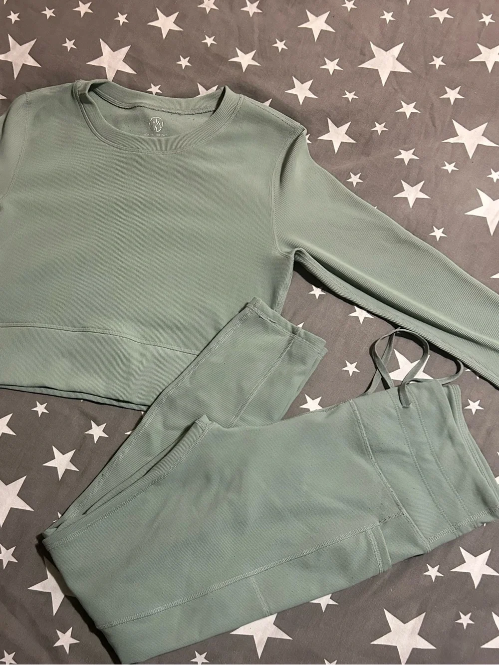 Matching Athleisure Set- Leggings with L/S Crop Top
